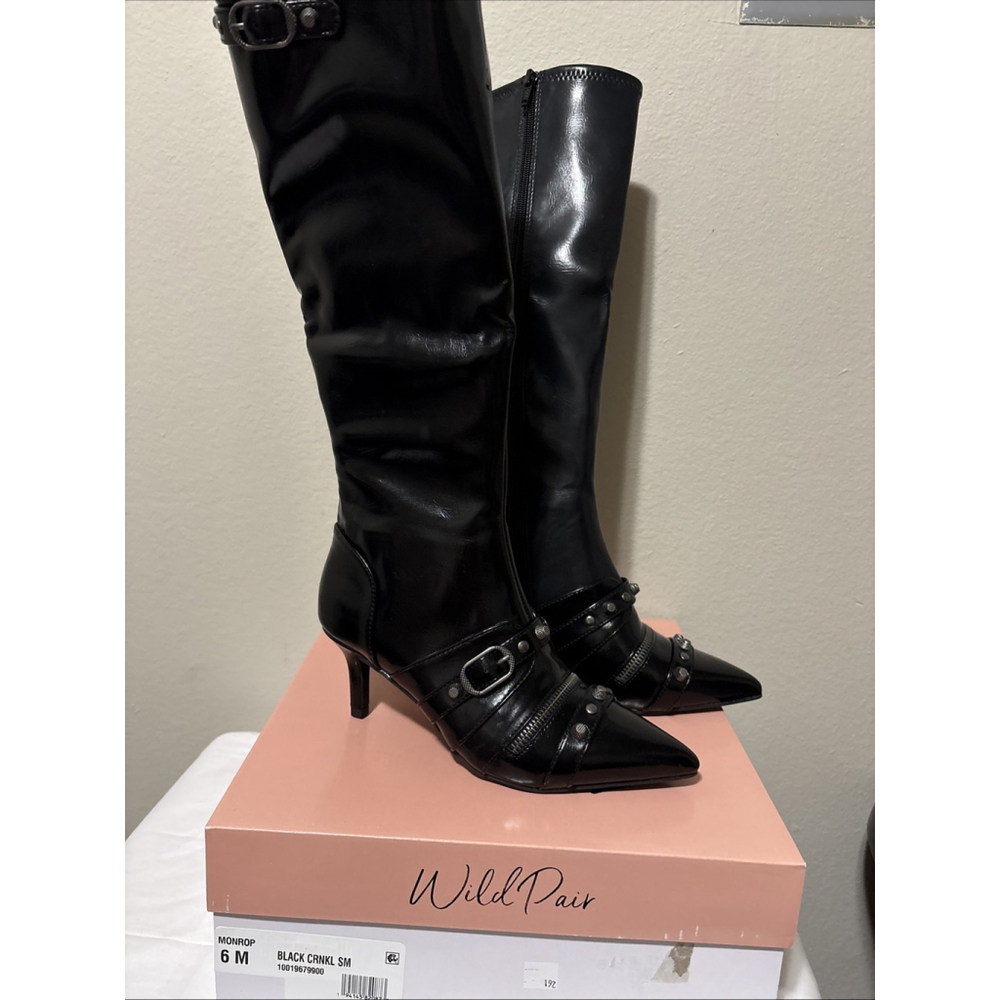 Wild Pair Womens Monro Black Tall Knee-High Boots Shoes 9.5 Medium